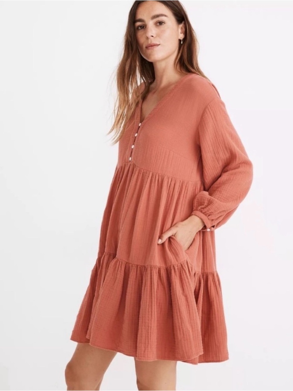 Madewell Lightspun Colette Mini Dress in Deep Rose, Size 00, NWT